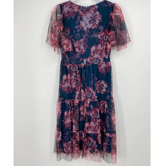 Candalite Womens Blue Purple Floral Lined Knee Length Dress NEW Small - Picture 11 of 11